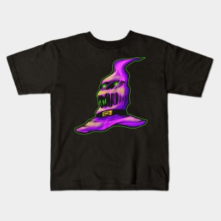 Purple Evil Witch Hat Halloween Kids T-Shirt